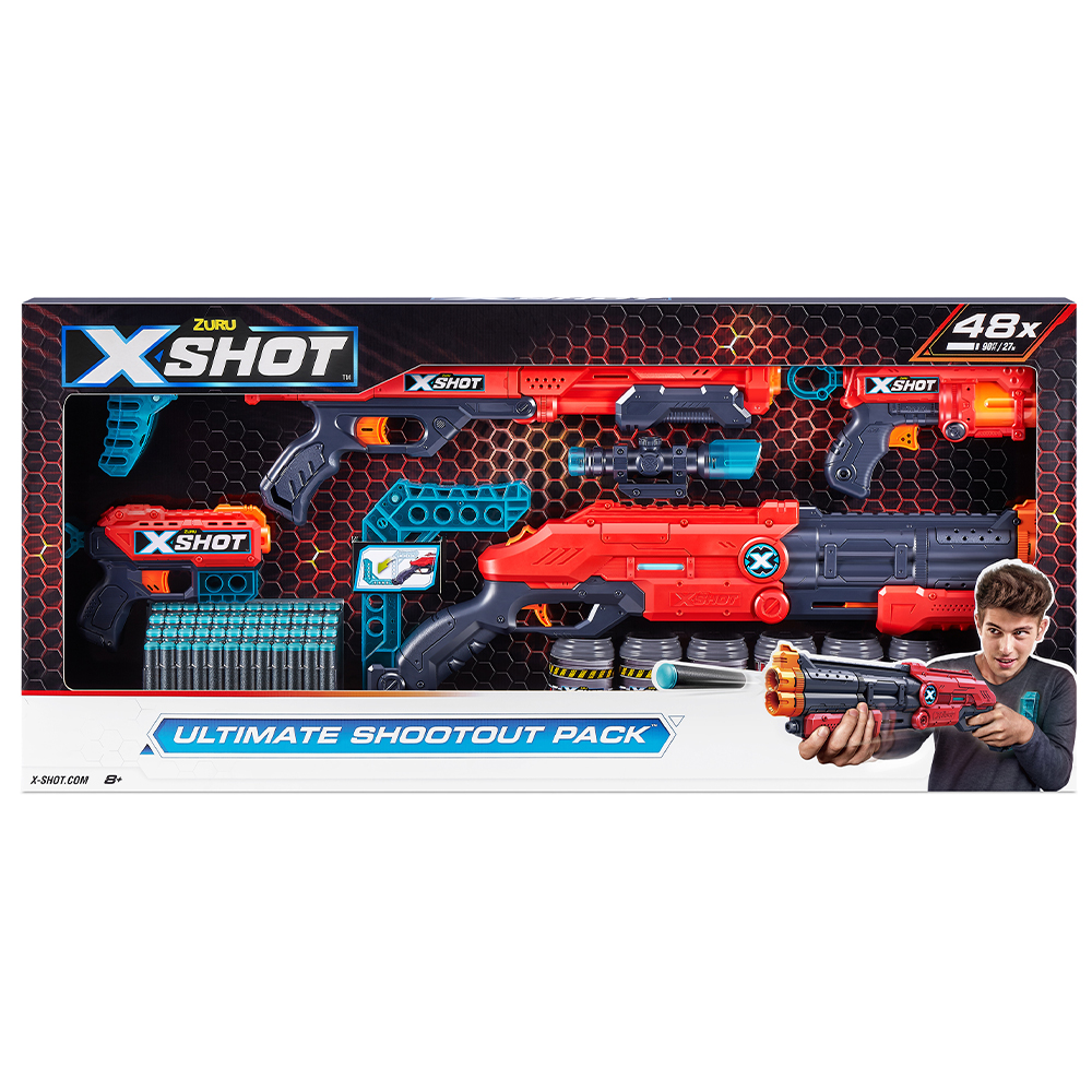 تفنگ ایکس شات X-Shot مدل Ultimate Shootout Pack قرمز