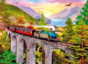 پازل 1500 تکه رونزبرگر Ravensburger طرح پل هوایی پاییزی Autumn Viaduct