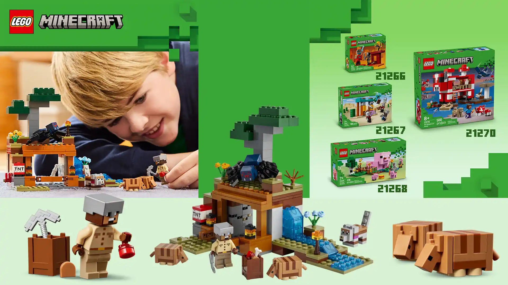بنر اصلی دسکتاپ LEGO Minecraft The Armadillo mine expedition