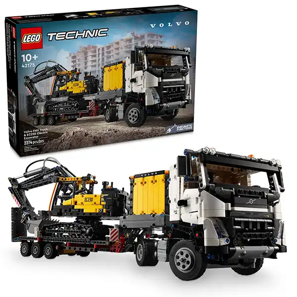 لگو تکنیک Technic مدل 42175 کامیون ولوو و بیل مکانیکی برقی Volvo FMX Truck & EC230 Electric Excavator