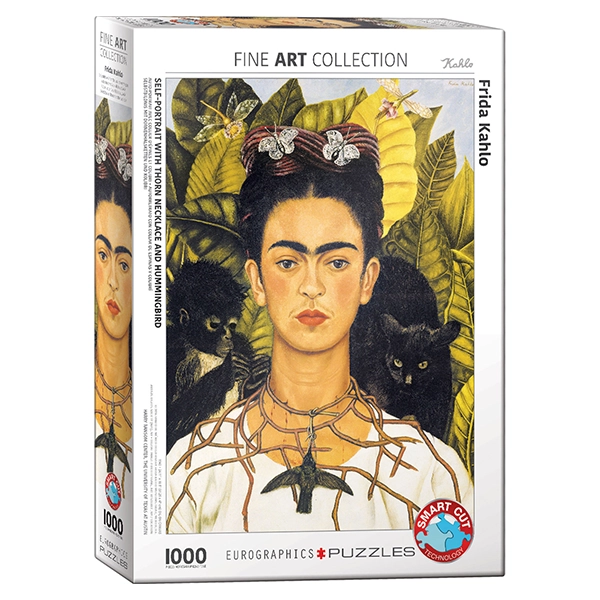 پازل 1000 تکه یوروگرافیکس Eurographics طرح خودنگاره با گردنبند خار و مرغ مگس‌خوار "Self-Portrait with Thorn Necklace and Hummingbird"