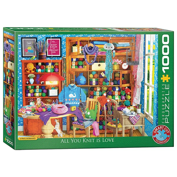 پازل 1000 تکه یوروگرافیکس Eurographics طرح هر چیزی که می‌بافی عشق است "All you Knit is Love"