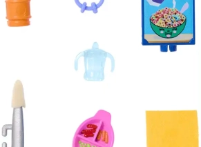 اکسسوری های ست عروسک باربی پرستار بچه و صندلی غذا