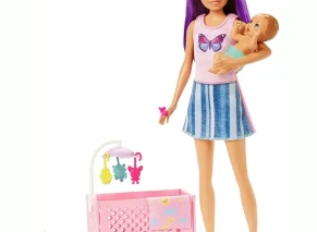 عروسک پرستار بچه باربی مو مشکی