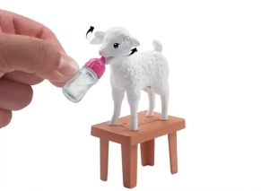 عروسک باربی 30 سانتی دکتر دامپزشک با بره و گوش های خرچان