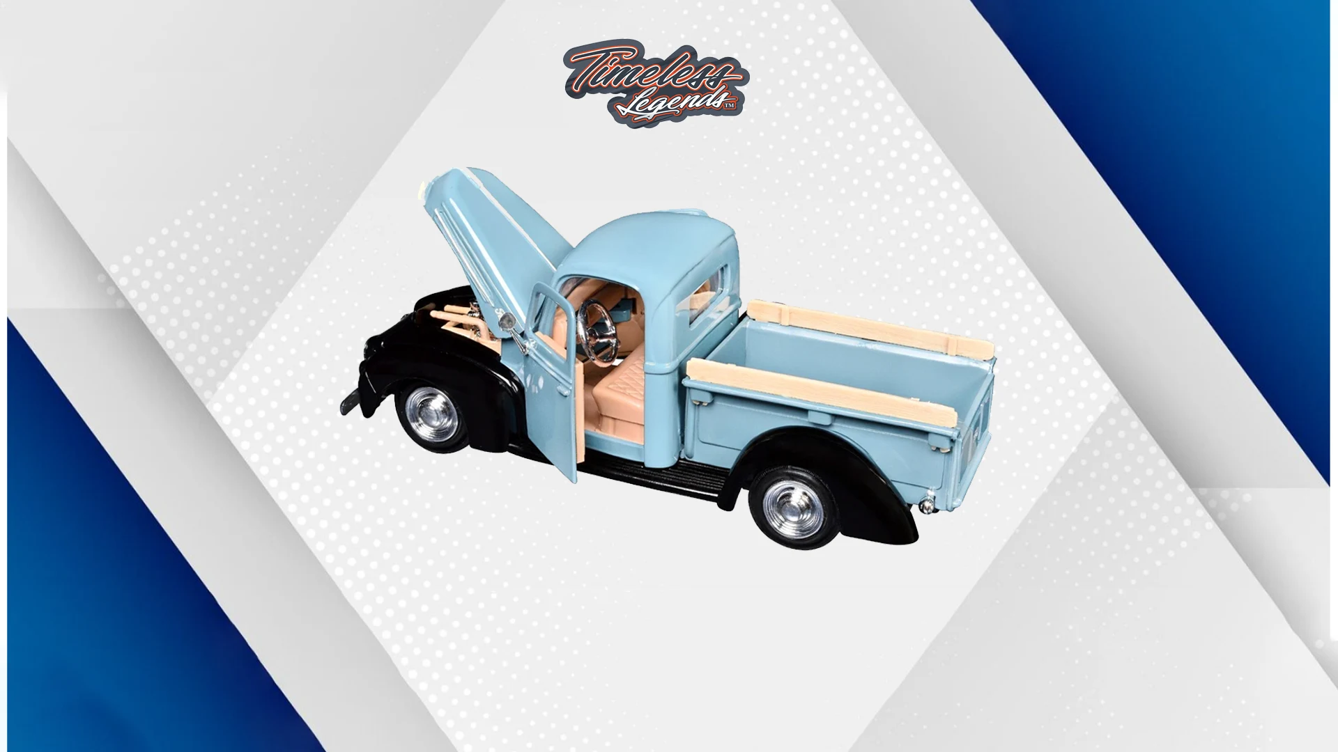 ماکت ماشین فلزی موتور مکس Motormax مدل 1:24 1942-47 Ford Jailbar Pickup آبی