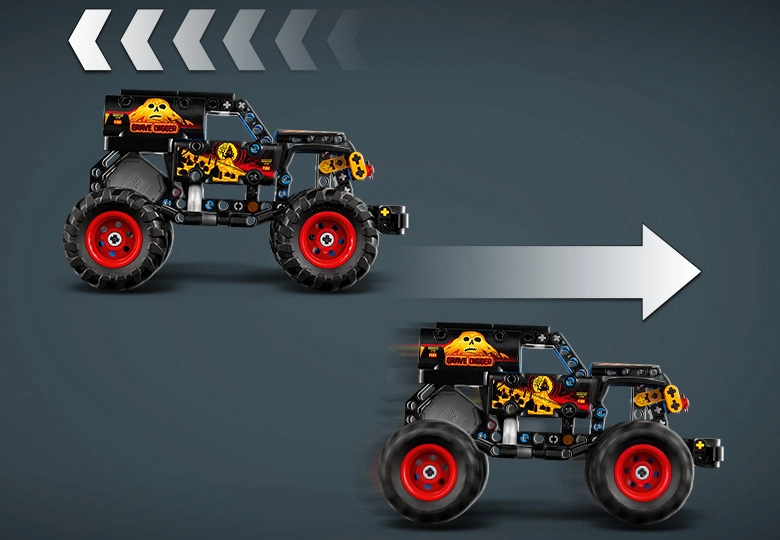 عکس در حال حرکت LEGO Technic Monster Jam Grave Digger Fire and Ice 42219