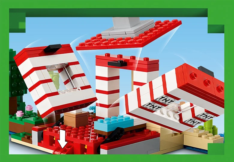فعال کردن انفجار LEGO Minecraft The TNT Jungle House