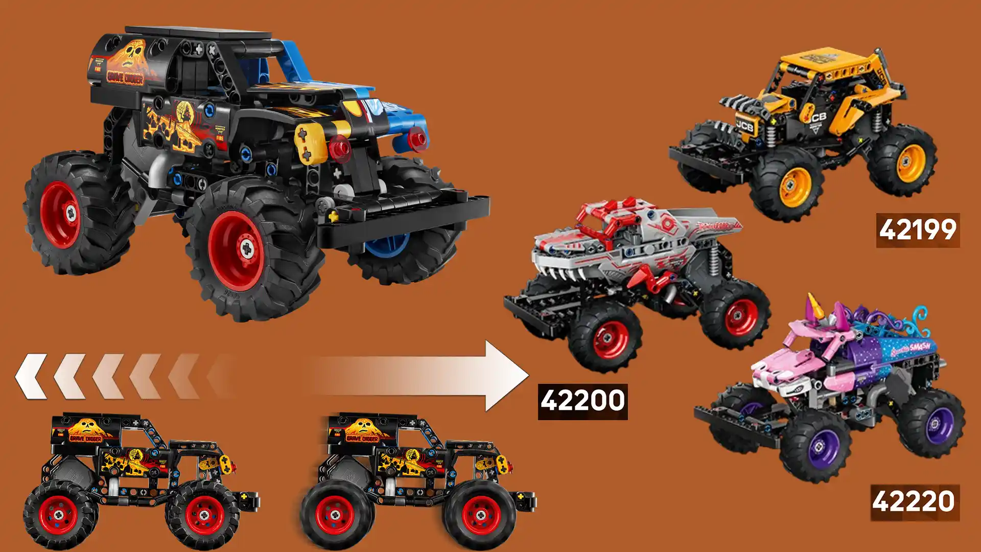 بنر دسکتاپ LEGO Technic Monster Jam Grave Digger Fire and Ice 42219