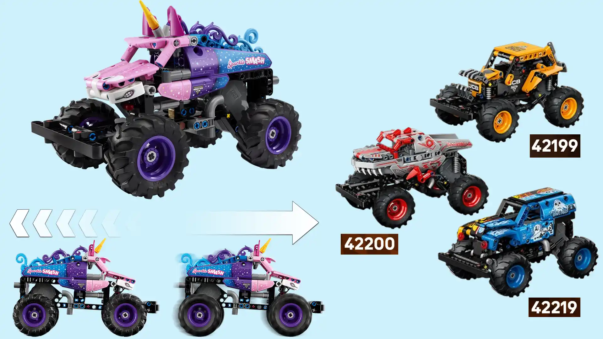 بنر دسکتاپ LEGO Technic Monster Jam Sparkle Smash Pull-Back 42220