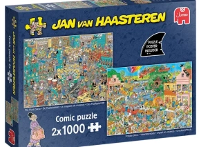 خرید پازل دوقلو 2×1000 تکه Jan van Haasteren جامبو طرح فروشگاه موسیقی و هیجان تعطیلات