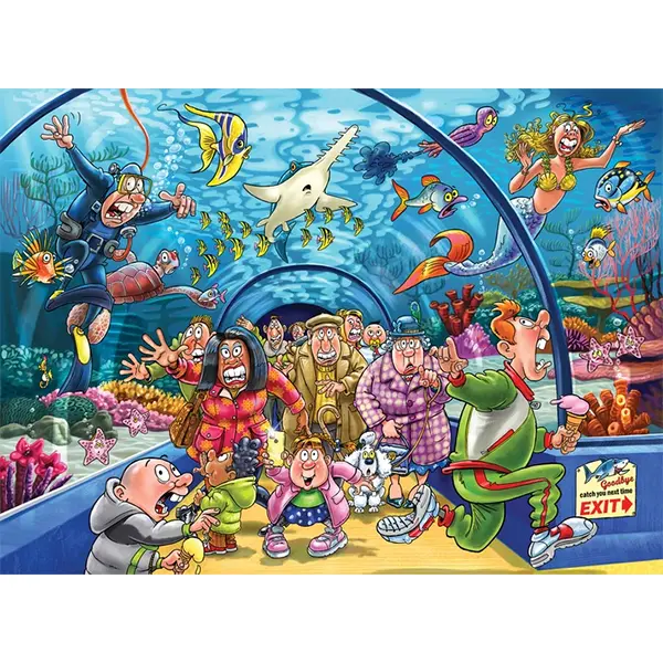 تصویر پازل 1000 تکه معمایی Wasgij Original 43 Aquarium Antics